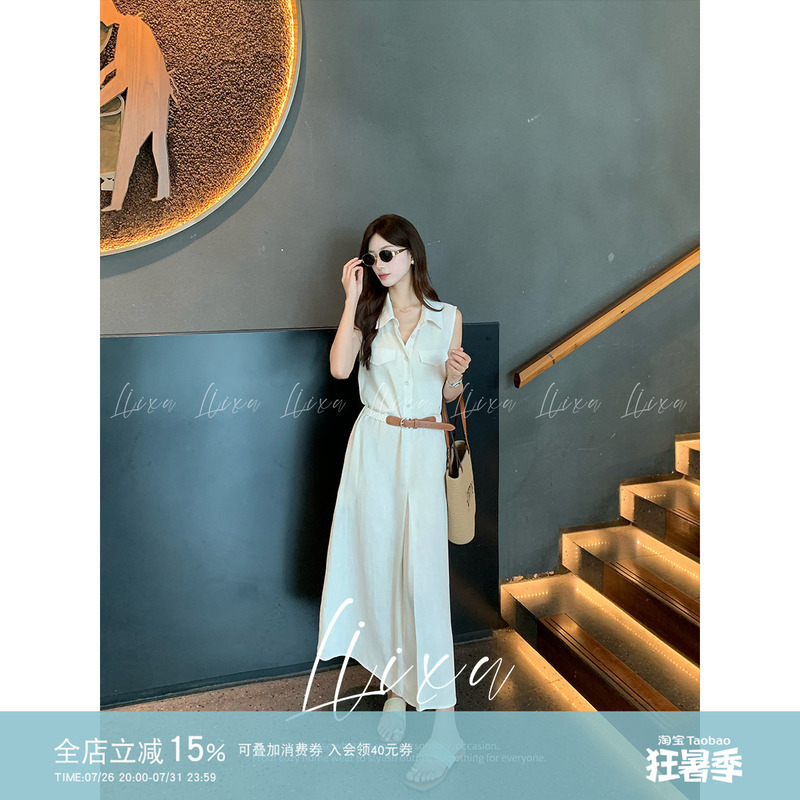 Liixu New Summer Chic Long Dress with a High-End, Light Luxury, and Age-Reducing Design, Featuring a Collared Shirt and Sleeveless Dress for Women Liixu New Summer Chic Long Dress with a High-End, Light Luxury, and Age-Reducing Design, Featuring a Collared Shirt and Sleeveless Dress for Women