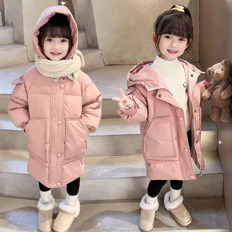 Girls' padded clothes 2022 winter new thickened mid-length children's clothing baby coat fashion warm foreign style padded jacket