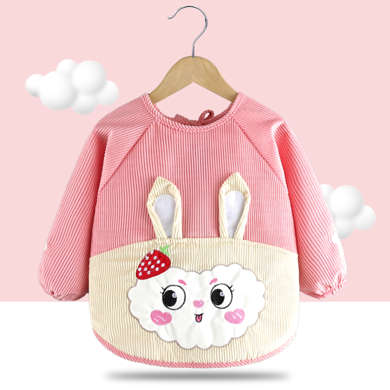 Baby smock, infant eating protective bib, spring, autumn and winter long-sleeved reverse dressing, waterproof and anti-dirty children's apron