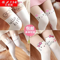 y Japanese spring and autumn open stalls tattoo white fake high stockings pantyhose splicing stockings anti-hook silk stockings