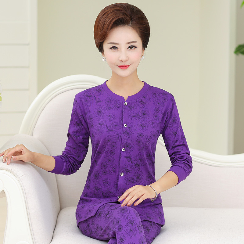 Trung niên và tuổi quần áo mùa thu mùa thu quần phụ nữ một bộ bông mở cardigan lớn kích thước mẹ bông cardigan ấm đồ lót.