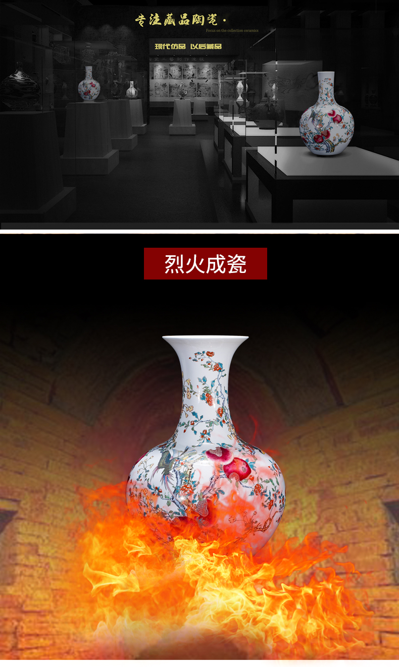Jingdezhen ceramics antique imitation qianlong paint powder enamel vase sitting room adornment is placed large Chinese style decoration