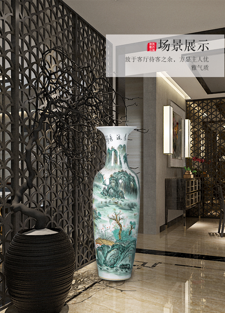 Jingdezhen porcelain has a long history in the hand of large vases, Chinese style living room beside the hotel decoration TV ark, furnishing articles