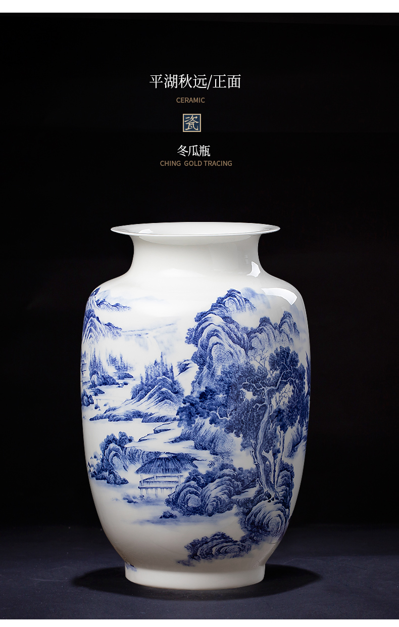 Blue and white porcelain vase furnishing articles of jingdezhen ceramics Chinese flower arranging rich ancient frame home decoration handicraft sitting room