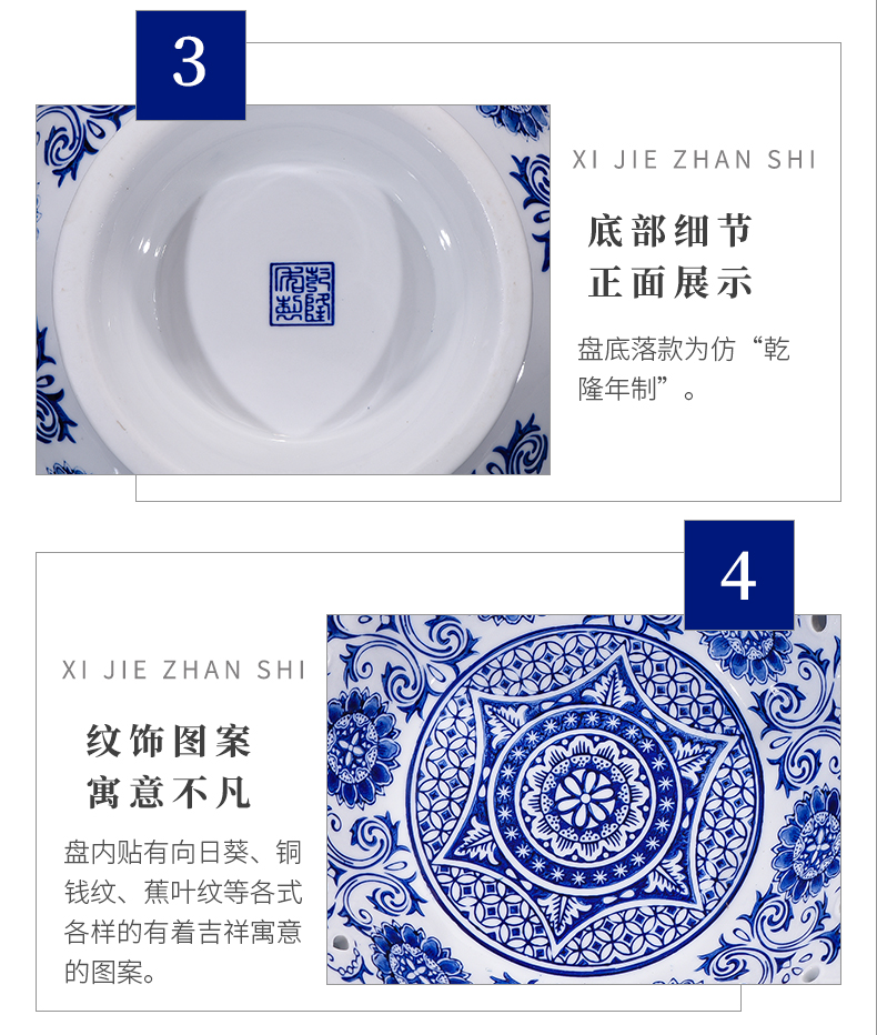 Ceramic hollow out high household modern high - grade fruit bowl bowl creative Chinese blue and white porcelain is the sitting room tea table furnishing articles