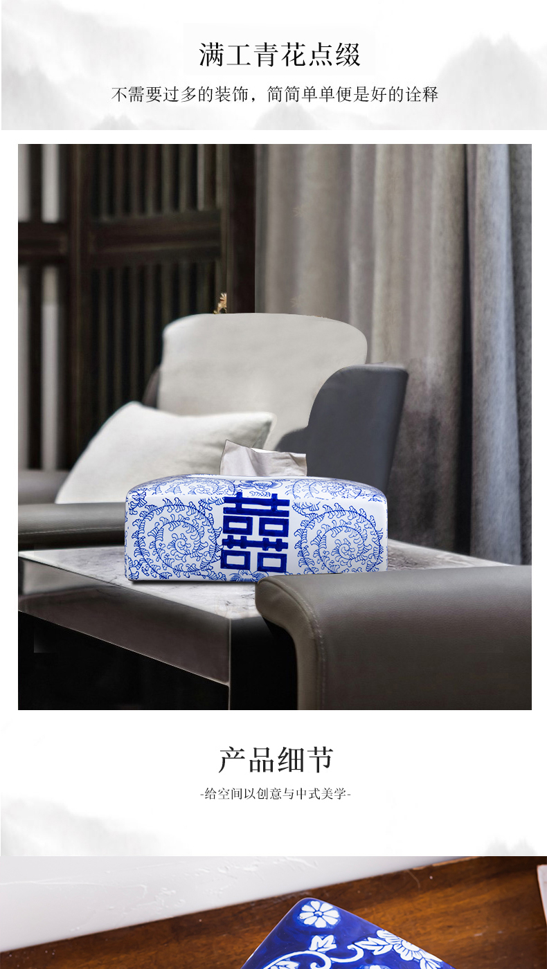 The New Chinese hand - made porcelain of jingdezhen ceramic tissue box furnishing articles home sitting room tea table decoration simple ideas