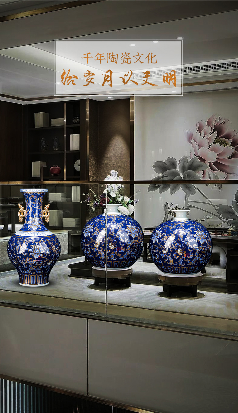 Jingdezhen ceramics master see colour light blue and white porcelain vase large antique Chinese style living room office furnishing articles of key-2 luxury