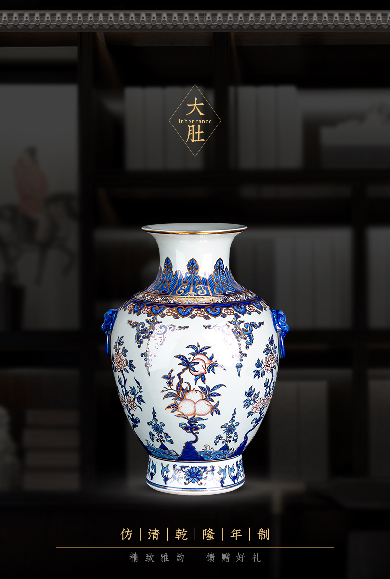 Hand the see colour of blue and white porcelain of jingdezhen ceramic vases, Chinese style living room TV cabinet China household decorations