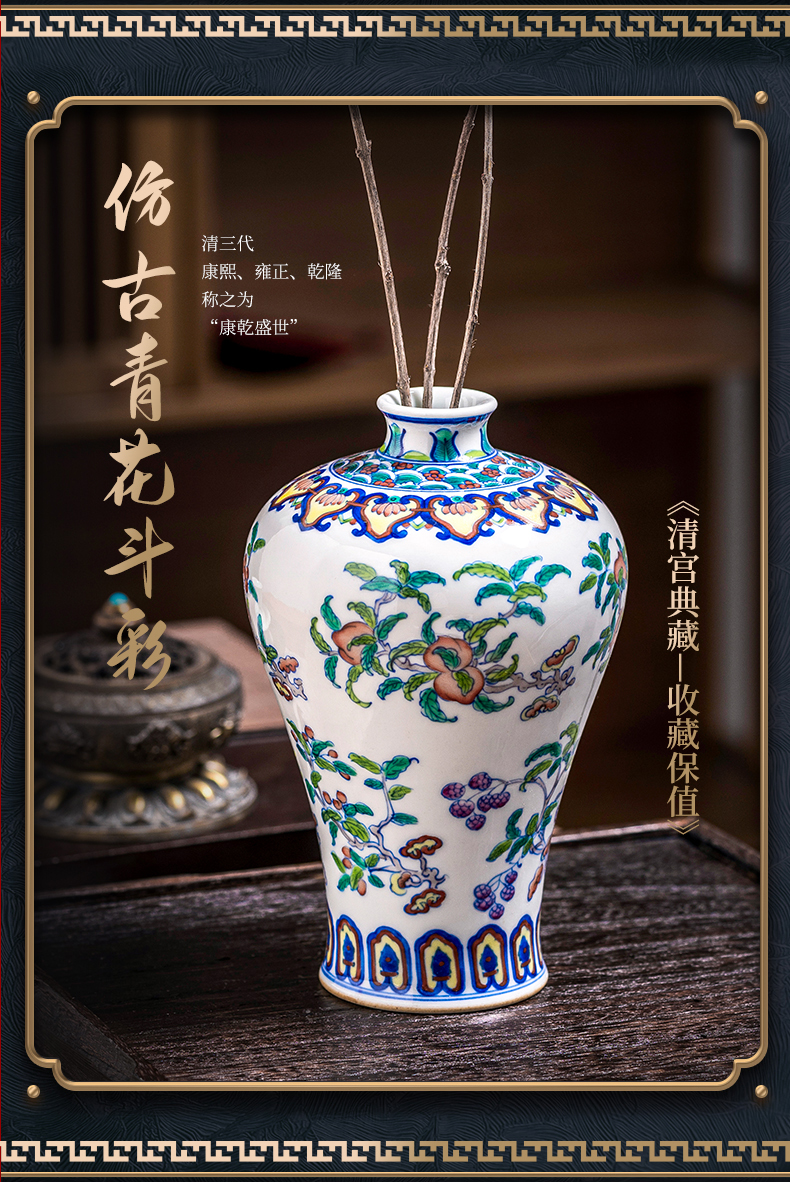 Jingdezhen ceramic vases, antique Chinese blue and white color bucket dried flower arranging flowers sitting room TV ark place porch is decorated