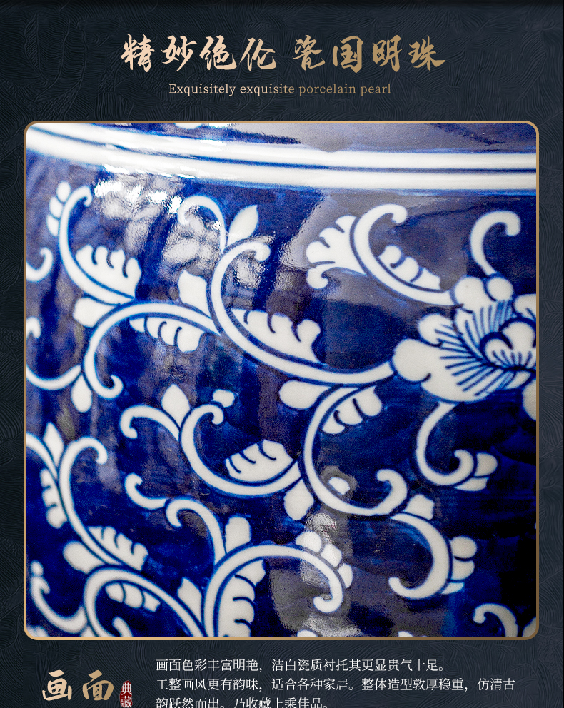 Jingdezhen ceramic hand - made bound branch of blue and white porcelain vase sitting room home rich ancient frame decoration wine furnishing articles at home