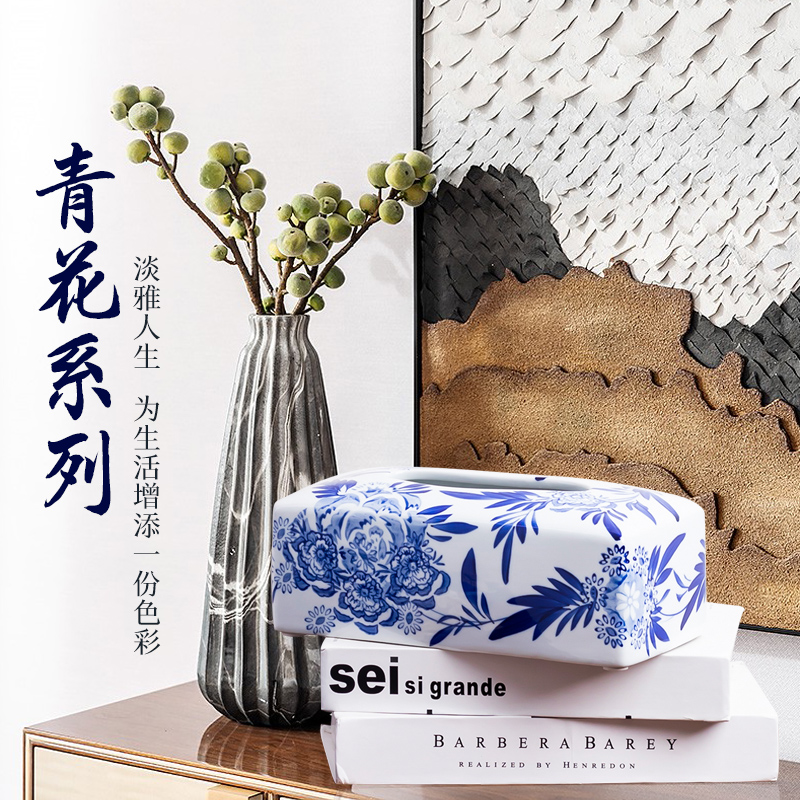 The New Chinese hand - made porcelain of jingdezhen ceramic tissue box furnishing articles home sitting room tea table decoration simple ideas