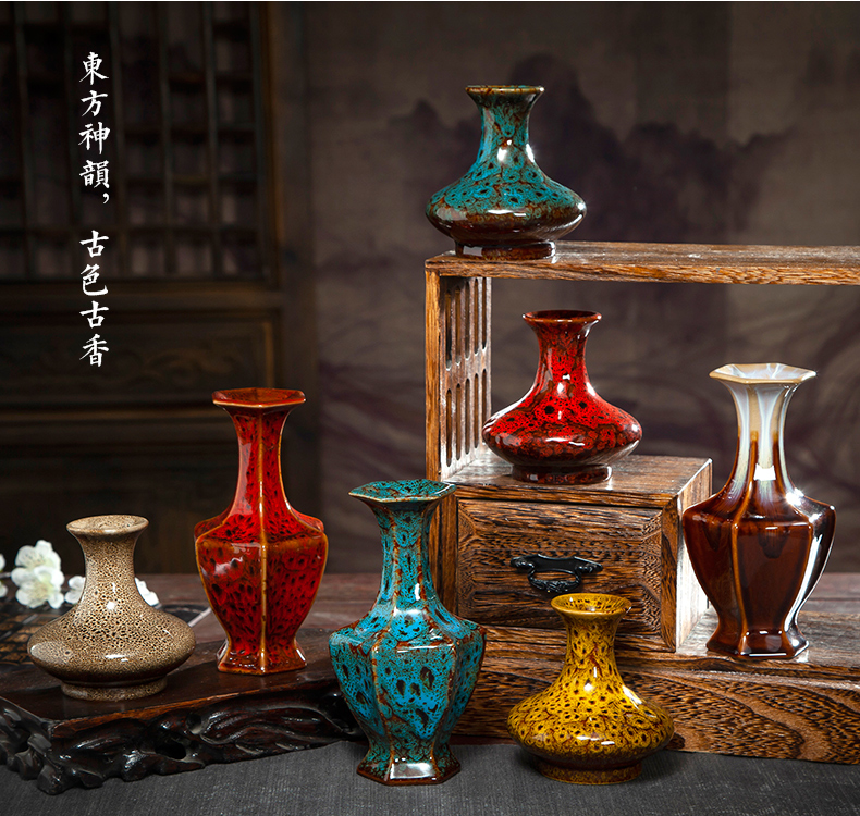 Archaize of jingdezhen ceramics up vase small place, dry flower, flower arranging Chinese style restoring ancient ways is the sitting room decoration