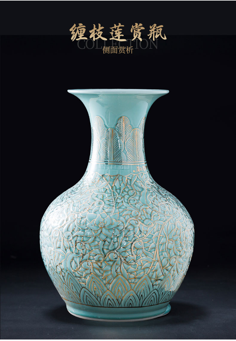 Jingdezhen ceramic hand - made paint vases, flower arranging new Chinese style living room rich ancient frame furnishing articles home decorative arts and crafts