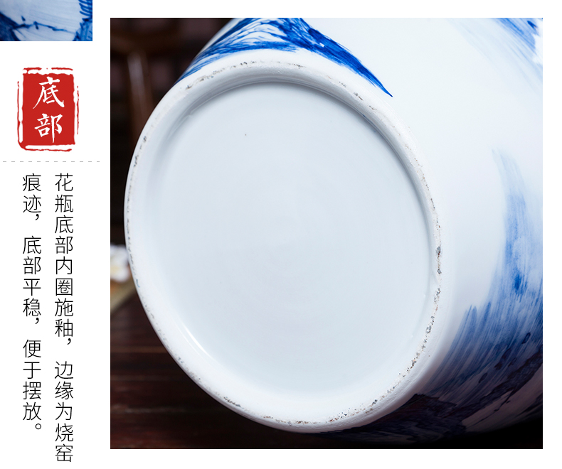 Jingdezhen ceramics hand - made high blue and white porcelain vase decoration flower arranging rich ancient frame of Chinese style household adornment handicraft