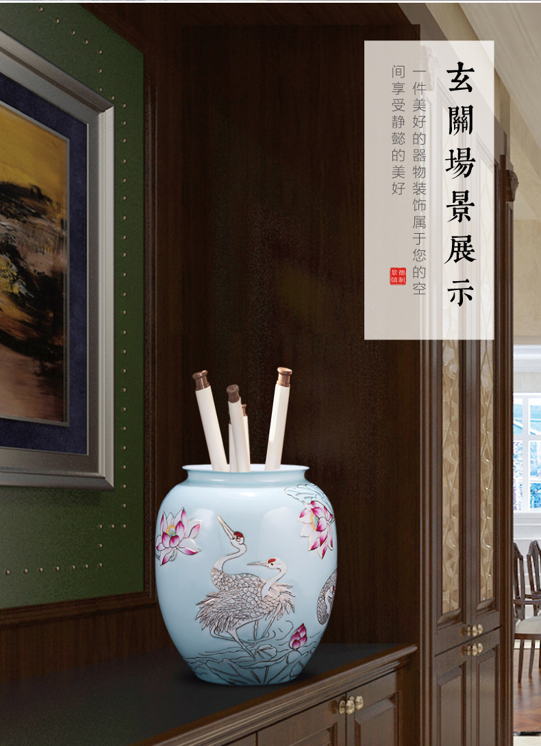 The Master of jingdezhen ceramic hand - made shadow see colour pastel blue pot - bellied bottle of new Chinese style home sitting room adornment is placed