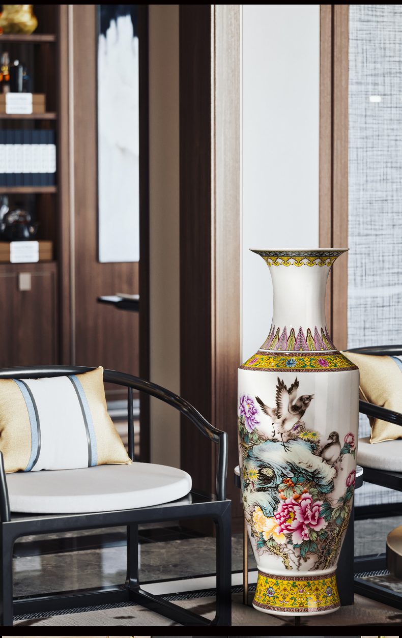 Jingdezhen ceramics powder enamel of large vases, antique Chinese style living room stores the opened ornaments furnishing articles