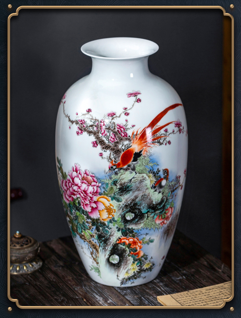 Jingdezhen ceramic hand - made flower arranging furnishing articles rich ancient frame decoration as TV ark, desktop new Chinese vase in the living room