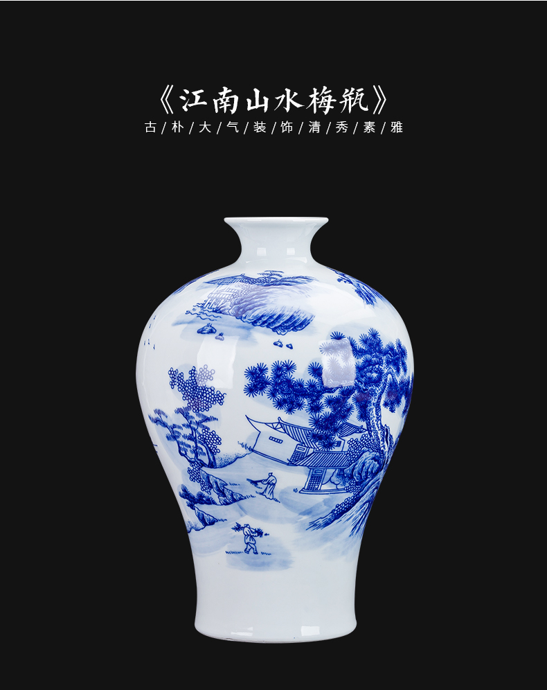 Jingdezhen ceramic blue and white porcelain vases, flower arranging new rich ancient frame the sitting room of Chinese style household decorations TV ark, furnishing articles