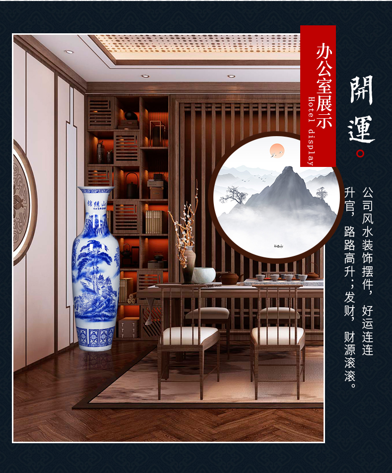 Jingdezhen ceramics big blue and white porcelain vase splendid sunvo hotel decoration furnishing articles be born a large living room