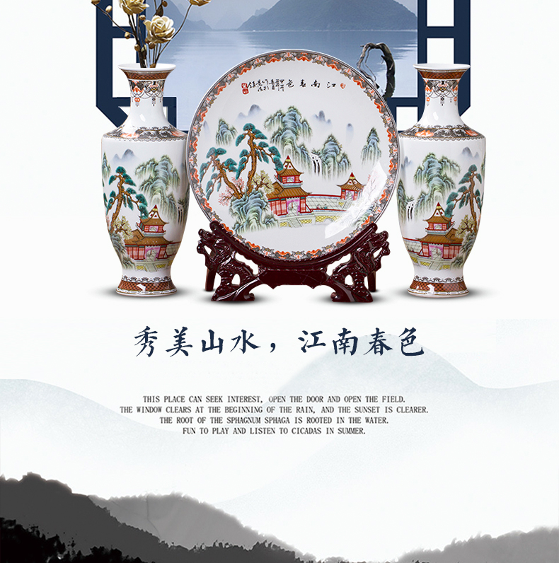 Live long and proper three - piece jingdezhen ceramics, vases, flower arranging Chinese wine sitting room porch place ornament