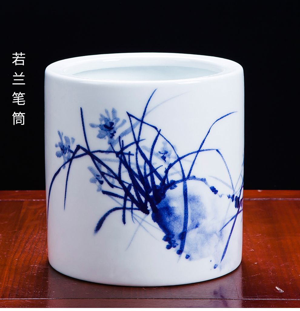 Famous master of jingdezhen ceramics hand - made of blue and white porcelain vases, flower arranging new sitting room of Chinese style household decorations furnishing articles