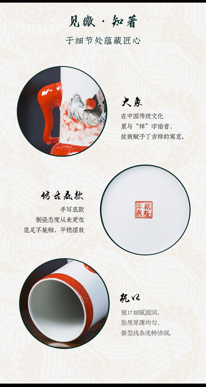 Jingdezhen ceramic ear vase hand - made paint sitting room tea table rich ancient frame furnishing articles of Chinese style restoring ancient ways household act the role ofing is tasted