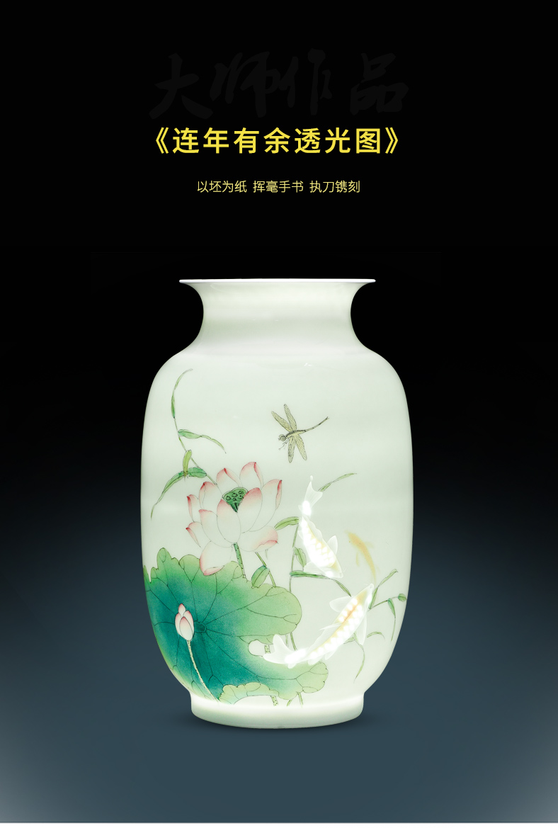 Famous master of jingdezhen ceramics hand - made pastel MeiKaiWuFu vase Chinese wine sitting room adornment is placed