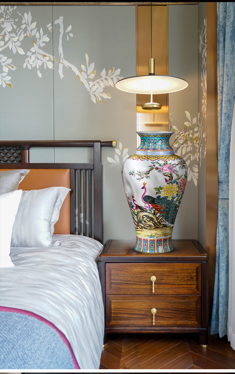 Jingdezhen ceramics powder enamel of large vases, antique Chinese style living room stores the opened ornaments furnishing articles