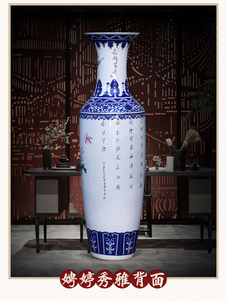 Jingdezhen ceramic blooming flowers, hand - made the size of large vases, Chinese style living room decoration to the hotel opening furnishing articles