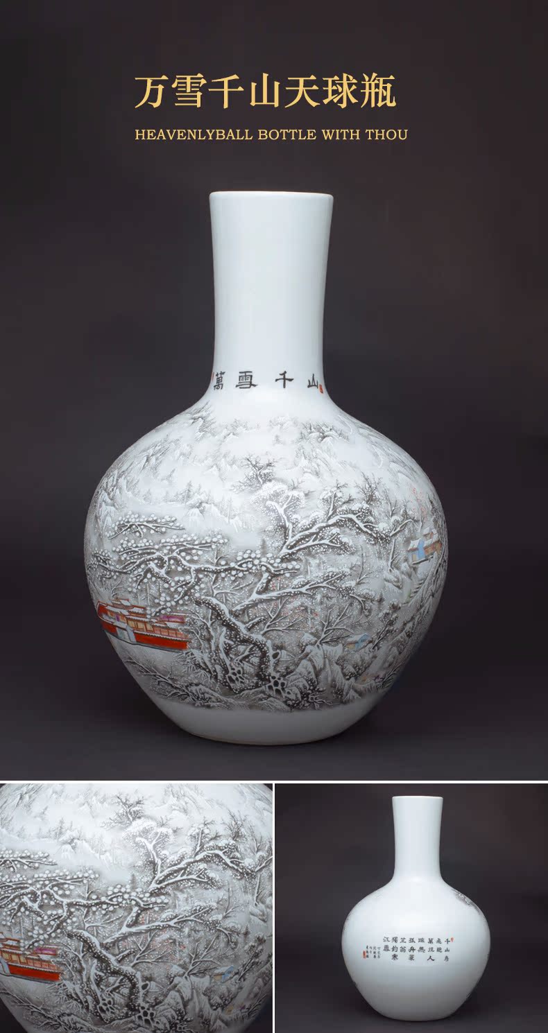 Jingdezhen ceramics snow vase furnishing articles flower arranging home decoration of Chinese style living room TV ark, handicraft decoration
