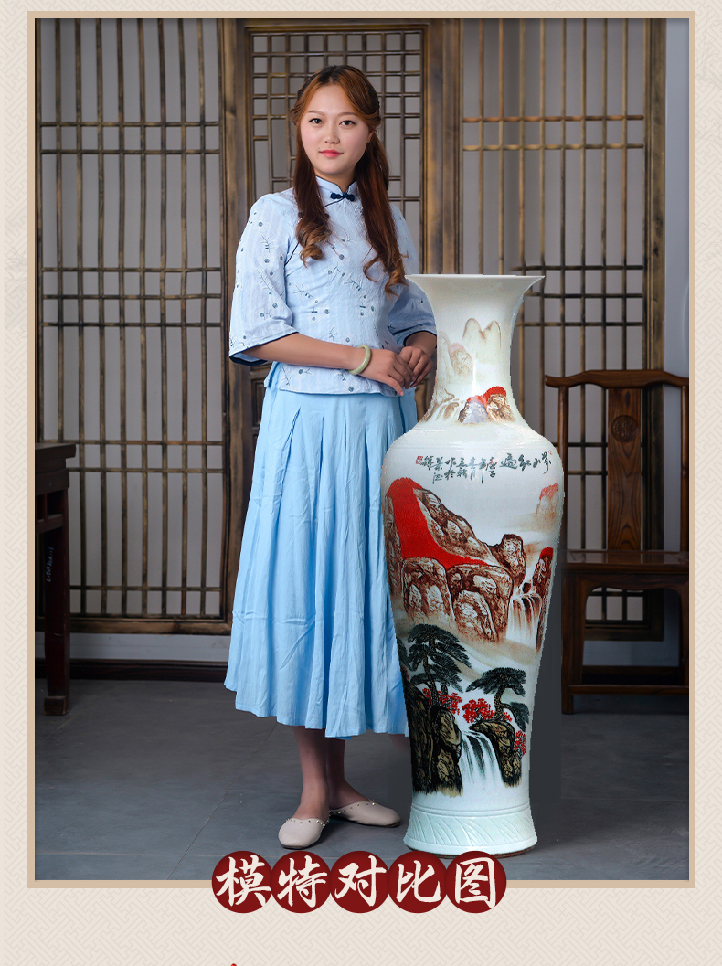 Jingdezhen ceramic hand - made much luck landing a big vase Chinese sitting room adornment is placed large opening gifts