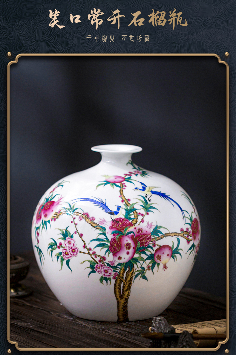 Jingdezhen ceramics antique hand - made Chinese pomegranate bottle vases, flower arrangement sitting room office decoration as furnishing articles