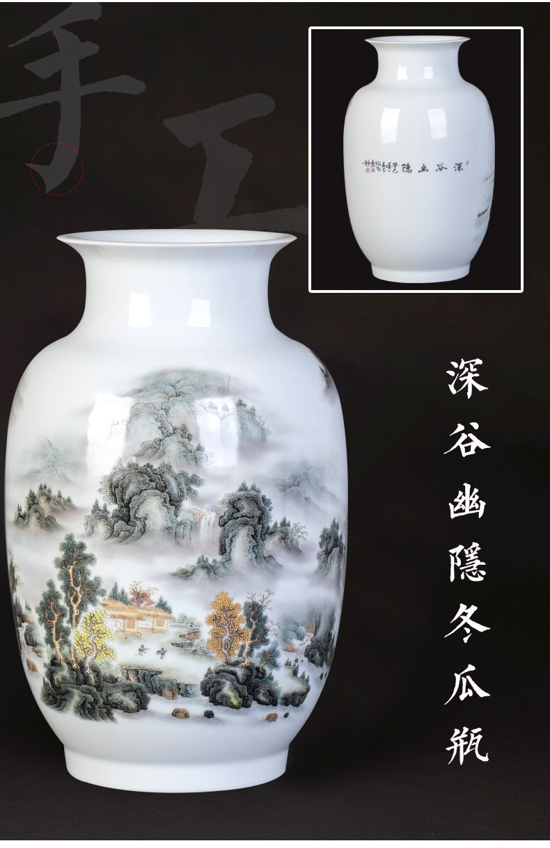 Jingdezhen ceramics vase furnishing articles year after year have fish Chinese style living room TV cabinet flower arranging wine home decoration