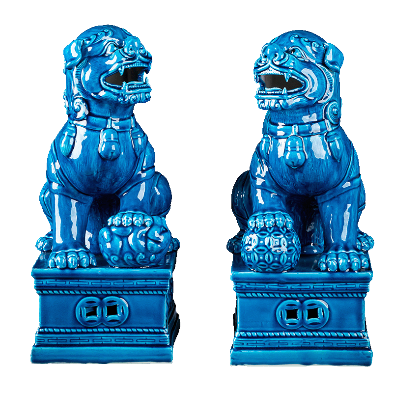 Jingdezhen ceramic lion furnishing articles of handicraft sitting room porch creative Chinese style decorates household decoration opening gifts