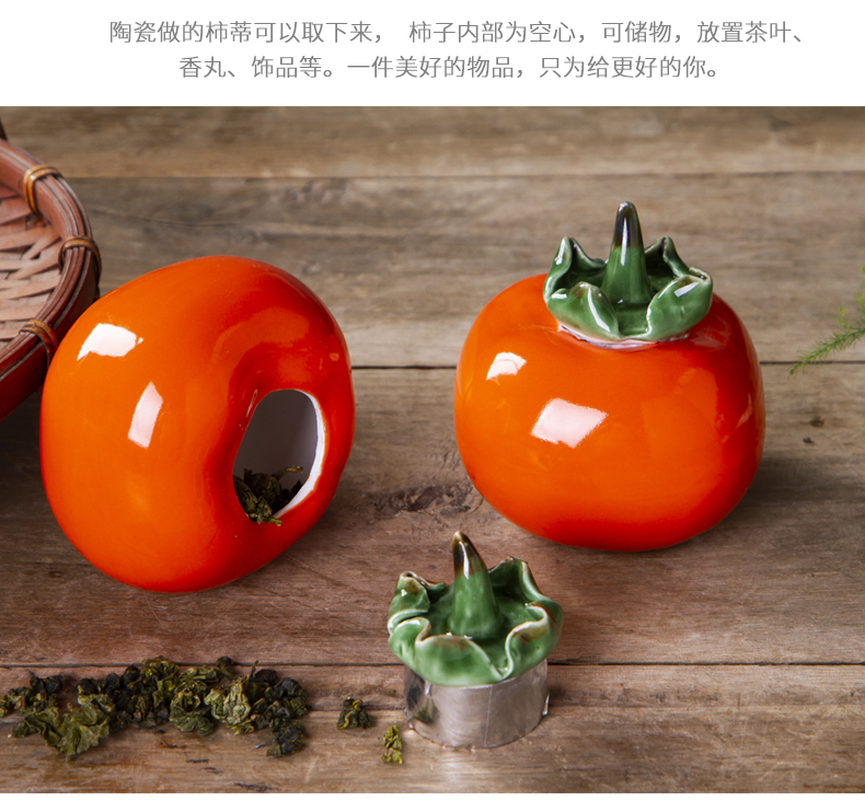 Jingdezhen ceramics simulation persimmon persimmon ruyi creative small place to live in the sitting room adornment ornament wedding gift