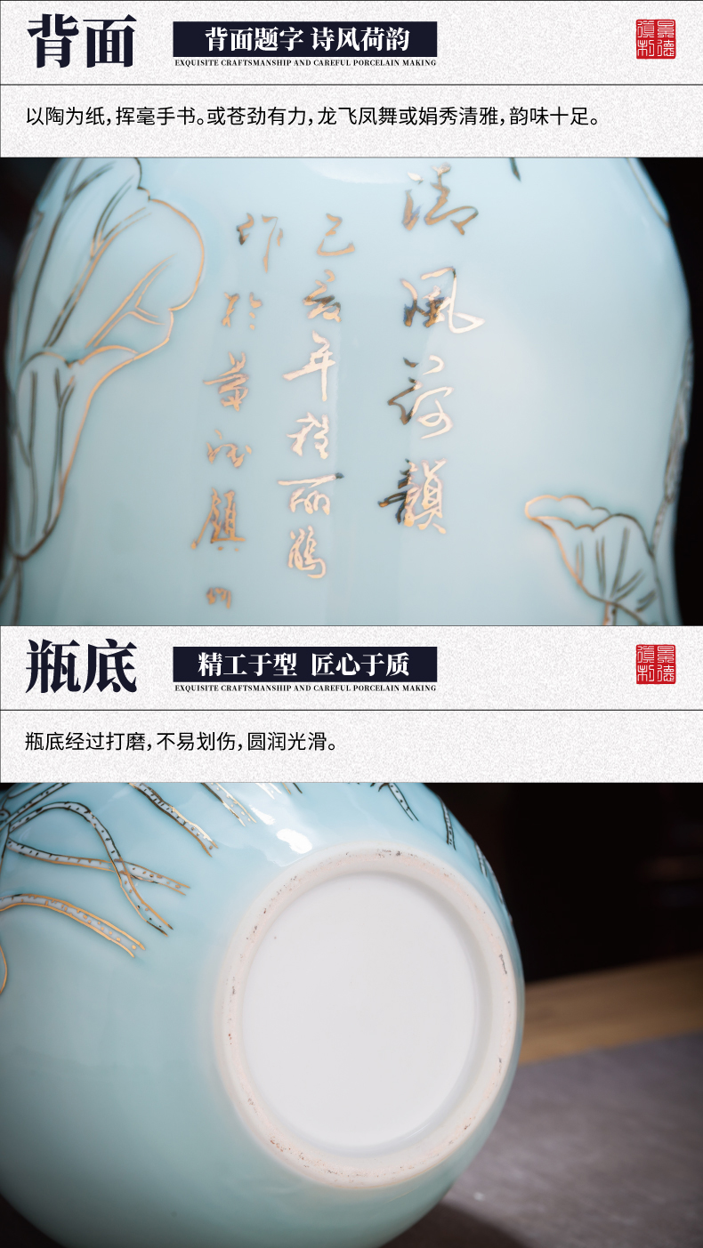 The Master of jingdezhen ceramic fuels the vase hand - made shadow blue lotus gourd bottle of Angle of the sitting room of Chinese style household furnishing articles