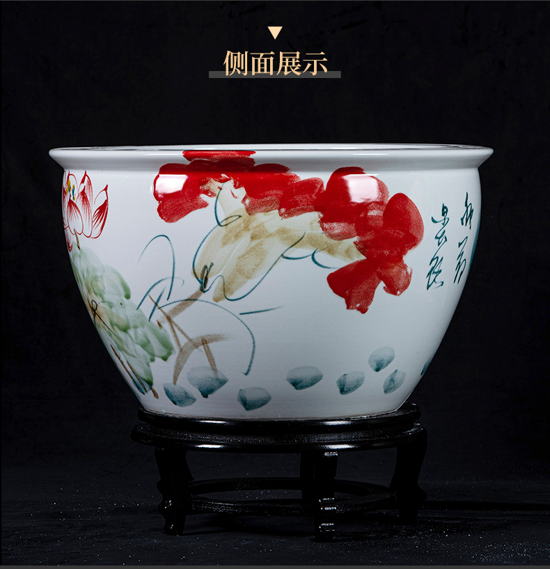 Jingdezhen ceramic hand - made aquarium large home sitting room landscape garden floor furnishing articles is suing green plant adornment