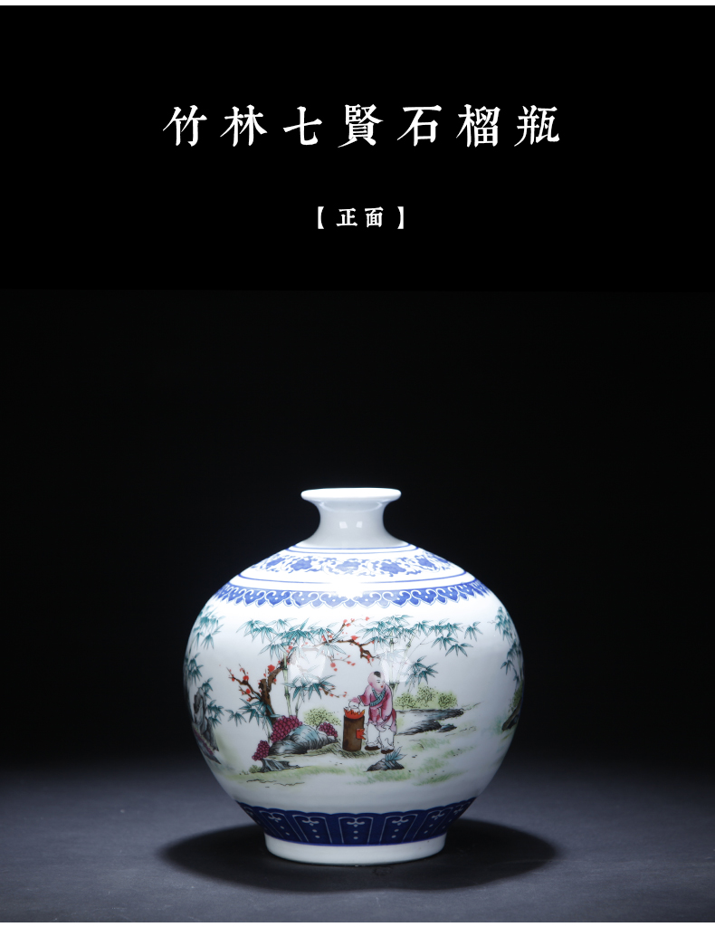 Jingdezhen ceramics bucket color blue and white porcelain vase furnishing articles of new Chinese style living room TV cabinet flower arrangement home decoration