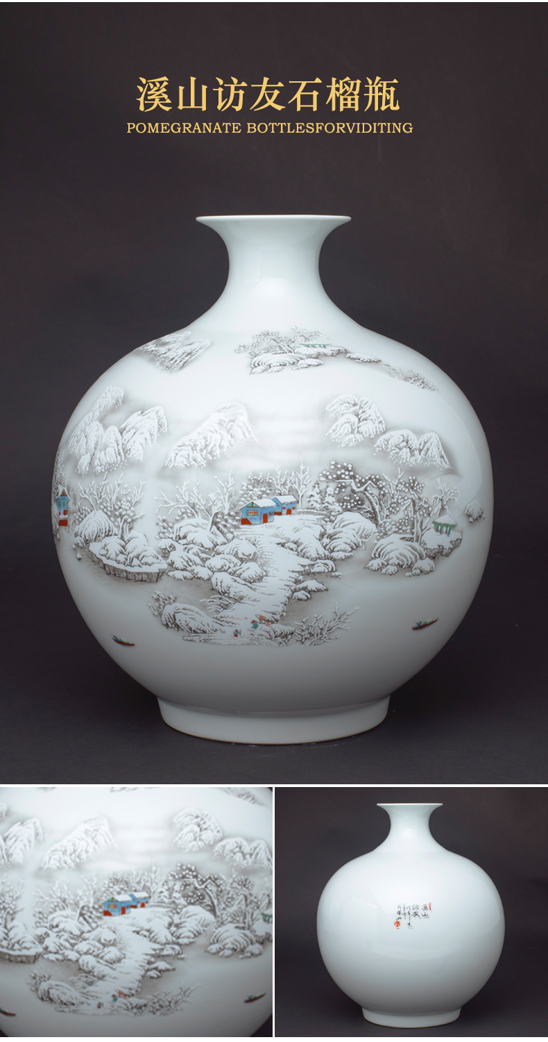 Jingdezhen ceramics snow vase furnishing articles flower arranging home decoration of Chinese style living room TV ark, handicraft decoration