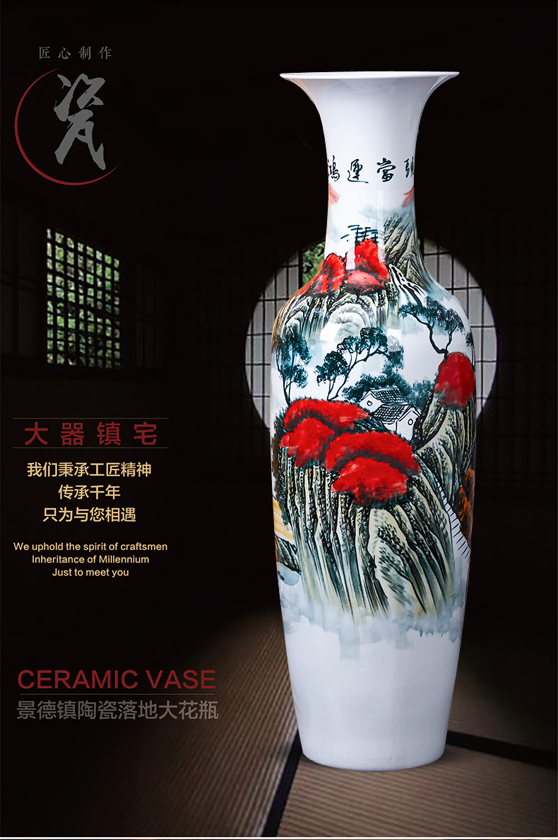 Jingdezhen ceramic hand - made luck of large vases, new Chinese style hotel adornment to heavy large living room