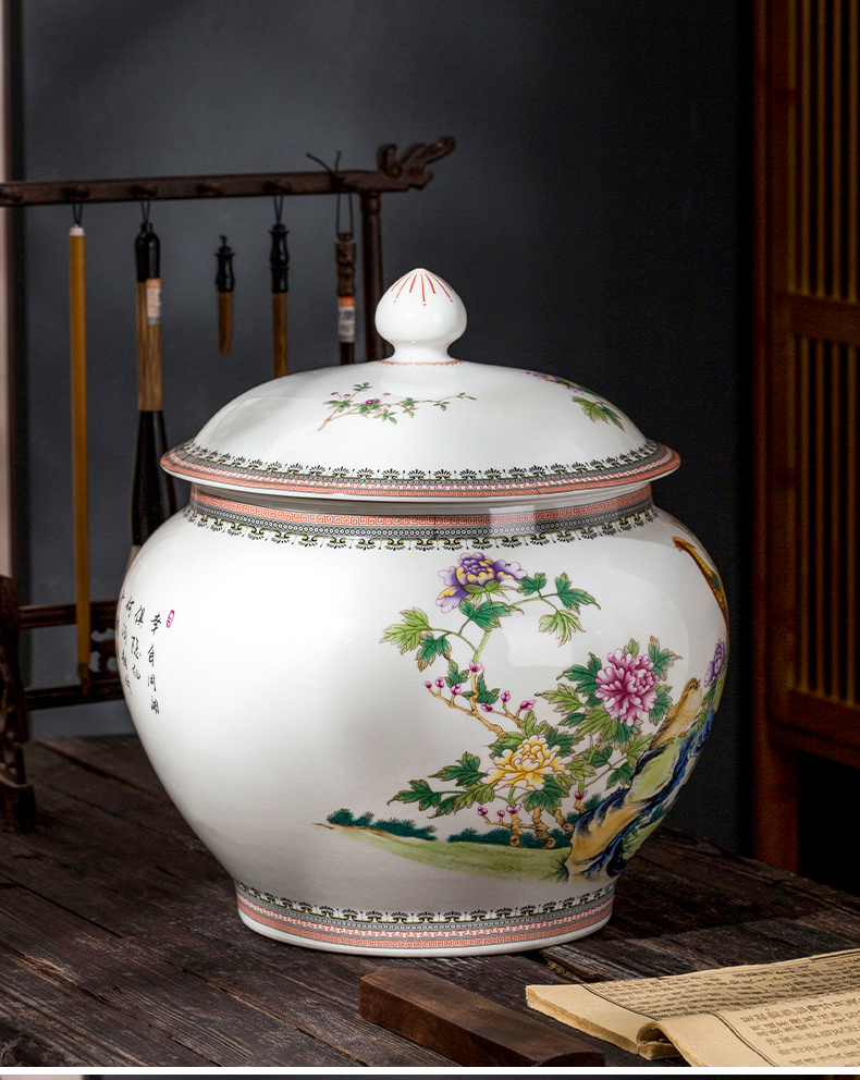 Jingdezhen ceramic prolong life caddy fixings copy yong zheng famille rose storage tank seal with cover Chinese style furnishing articles