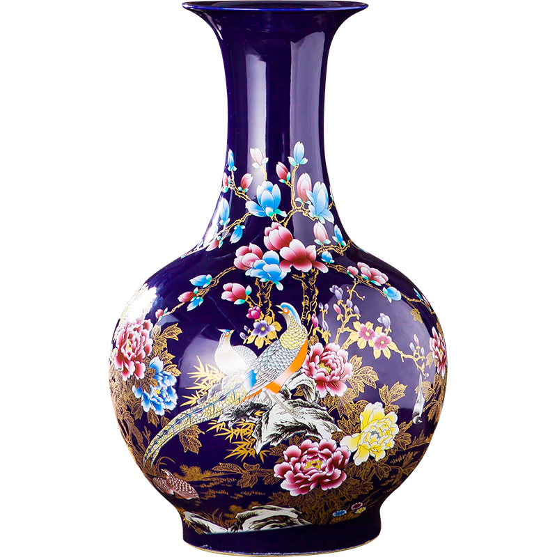 Jingdezhen chinaware big blue vase furnishing articles of Chinese style living room TV ark landed a large decorative arts and crafts