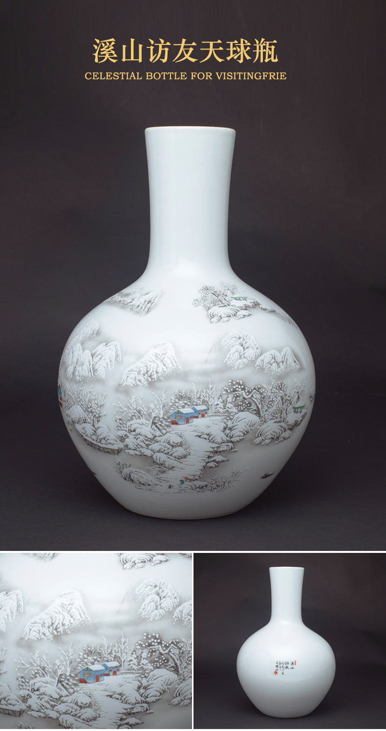 Jingdezhen ceramics snow vase furnishing articles flower arranging home decoration of Chinese style living room TV ark, handicraft decoration