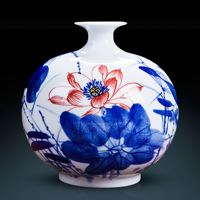Famous master of jingdezhen ceramics hand - made of blue and white porcelain vases, flower arranging new sitting room of Chinese style household decorations furnishing articles