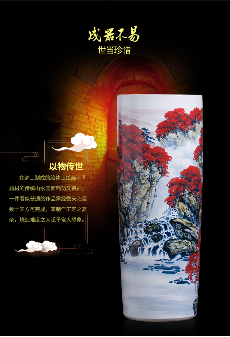 Jingdezhen ceramic vase hand - made high quiver landing big sitting room adornment furnishing articles word calligraphy and painting scroll cylinder to receive