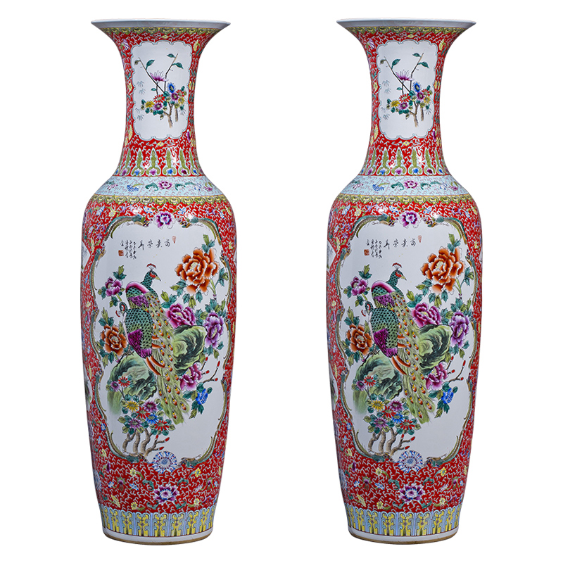 Jingdezhen ceramics hand - made large vases, antique Chinese style hotel furnishing articles new home decoration large living room