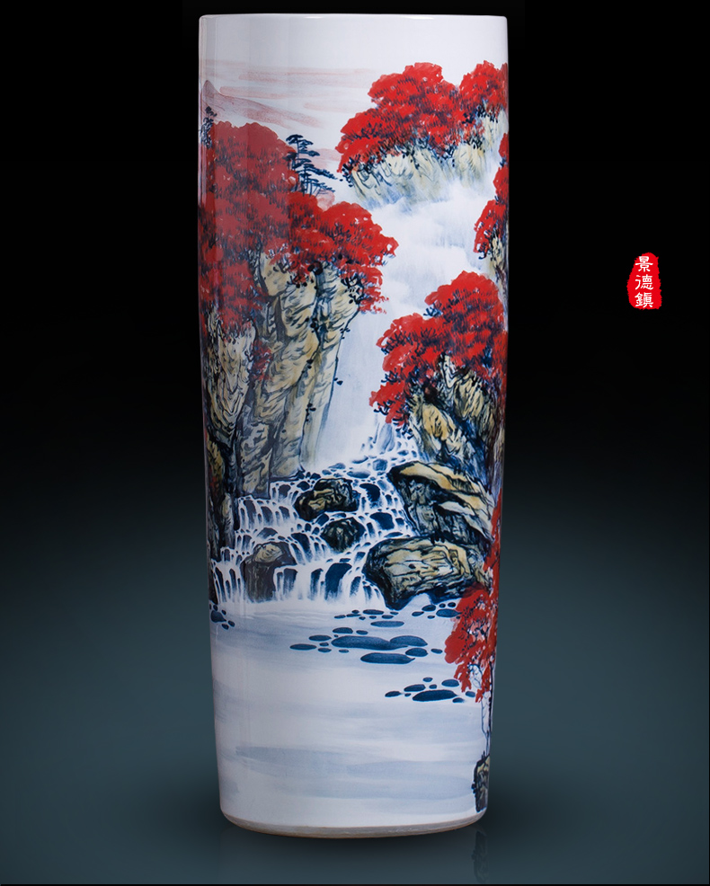 Jingdezhen ceramic vase hand - made high quiver landing big sitting room adornment furnishing articles word calligraphy and painting scroll cylinder to receive