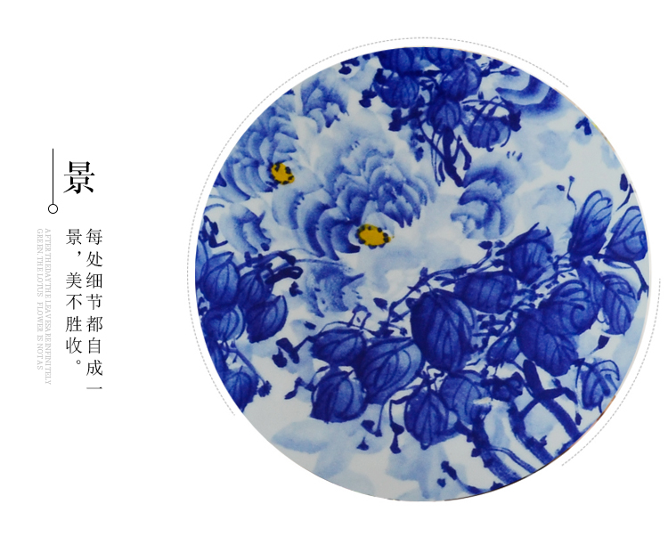 Jingdezhen ceramics hand - made large blue and white porcelain vase furnishing articles of new Chinese style living room floor decoration blooming flowers