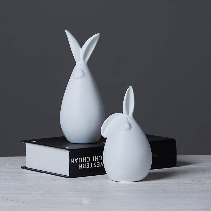 Jingdezhen ceramic I and contracted sitting room place new home decorations bo009 black and white rabbit creative arts and crafts