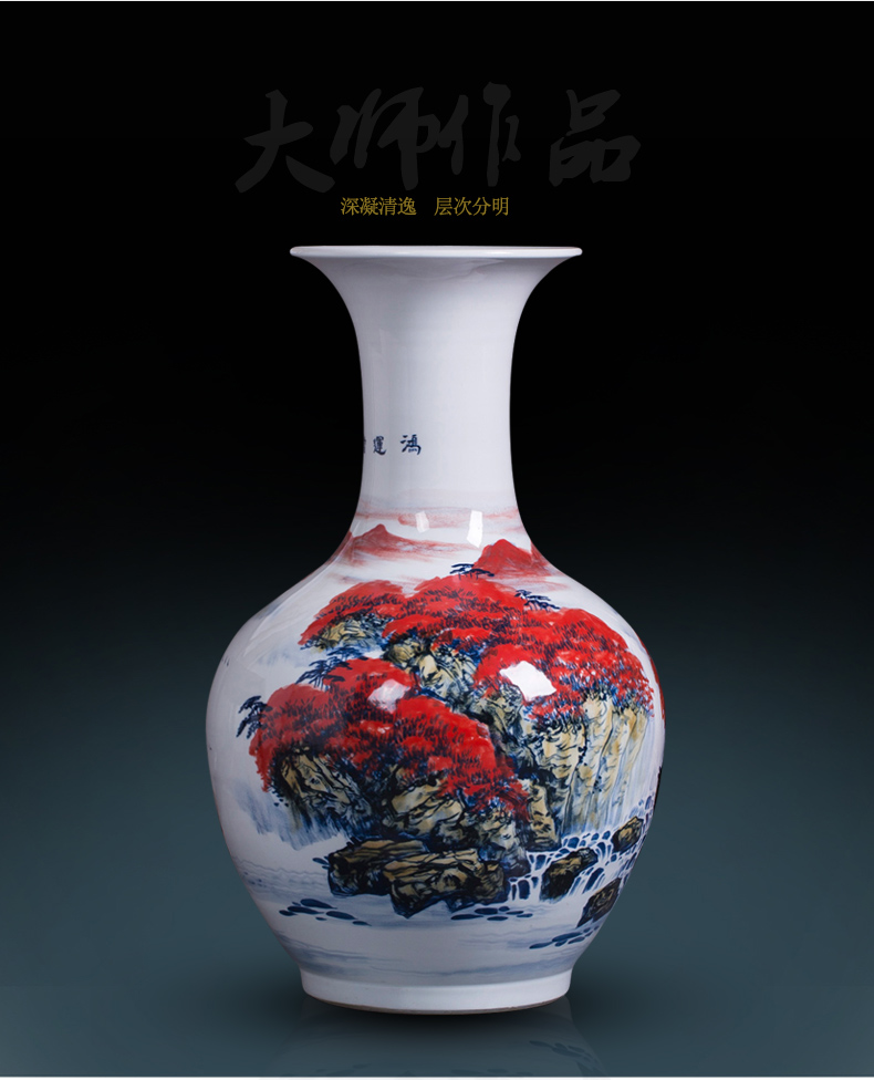 Jingdezhen ceramics famous hand - made the design of the sitting room TV ark of large vases, decorative furnishing articles large red